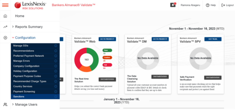 Sanctions Endpoint – Bankers Almanac Validate